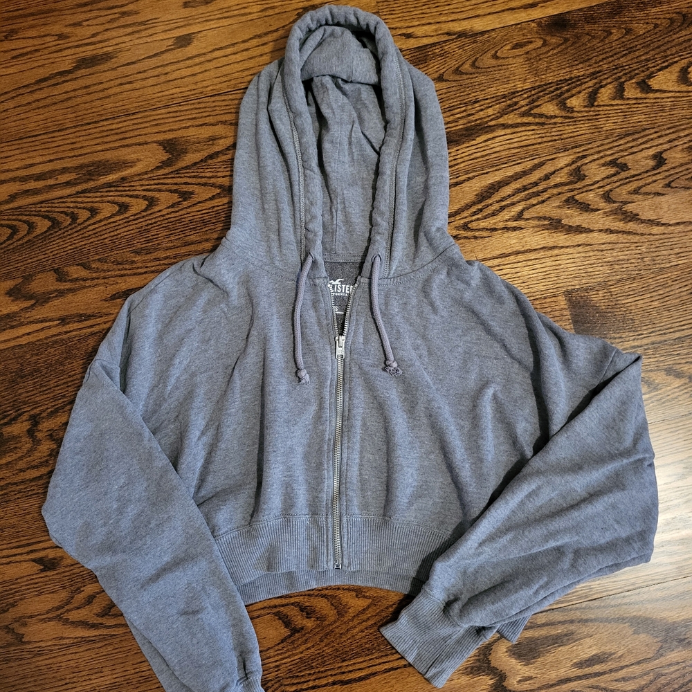 Hollister Dark Heather Gray Zip-Up Hoodie
